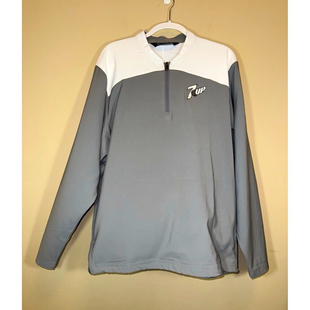 Under Armour Men’s L Loose Gray/White Colorblock 1/4 Zip Mock Neck 7UP Logo